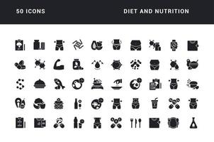 set di icone semplici di dieta e nutrizione vettore