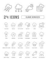 set di icone lineari di servizi cloud vettore