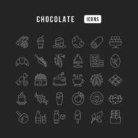 set di icone lineari di cioccolato vettore