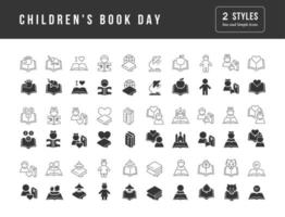 icone semplici di vettore del giorno del libro per bambini