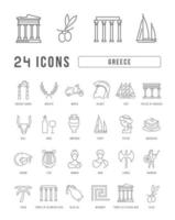 set di icone lineari della grecia vettore