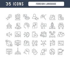 set di icone lineari di lingua straniera vettore