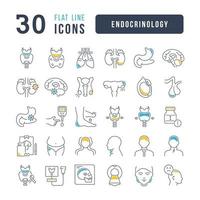 set di icone lineari di endocrinologia vettore
