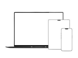 laptop, tablet e telefono impostati con schermi vuoti vettore
