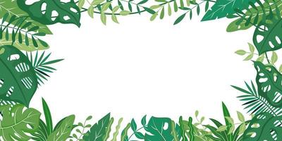 banner foglie verdi naturali e piante su sfondo bianco vettore