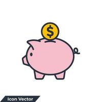 salvadanaio icona logo illustrazione vettoriale. modello di simbolo di risparmio di denaro per la raccolta di grafica e web design vettore