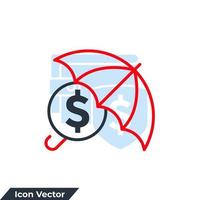 illustrazione vettoriale del logo dell'icona di assicurazione. modello di simbolo dell'ombrello per la raccolta di grafica e web design