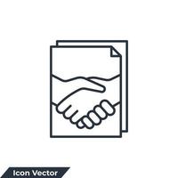 illustrazione vettoriale del logo dell'icona del contratto. modello di simbolo di stretta di mano del contratto commerciale per la raccolta di grafica e web design
