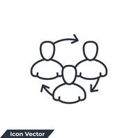illustrazione vettoriale del logo dell'icona del flusso di lavoro. modello di simbolo di rete di persone per la raccolta di grafica e web design