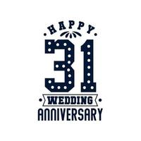 Celebrazione del 31° anniversario, felice 32° anniversario di matrimonio vettore