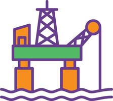 la linea della piattaforma petrolifera ha riempito due colori vettore