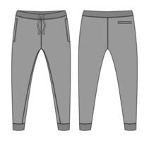 pantaloni della tuta jogger in tessuto felpato modello di illustrazione vettoriale di schizzo piatto di moda tecnica generale