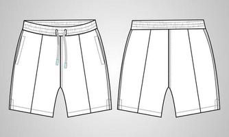 modello di illustrazione vettoriale di schizzo piatto di moda tecnica pantaloni corti