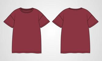 modello di illustrazione vettoriale di schizzo piatto di moda tecnica della maglietta a maniche lunghe