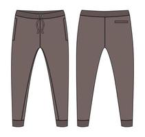 pantaloni della tuta jogger in tessuto felpato modello di illustrazione vettoriale di schizzo piatto di moda tecnica generale