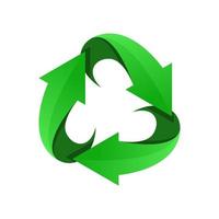 logo di riciclaggio verde. icona di riciclaggio. vettore ecologico riciclato. riciclare le frecce simbolo di ecologia. freccia del ciclo riciclato. simbolo ambientale. v