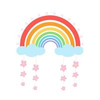 arcobaleno e fiore. illustrazione per stampa, sfondi, copertine, packaging, biglietti di auguri, poster, adesivi, design tessile e stagionale. isolato su sfondo bianco. vettore