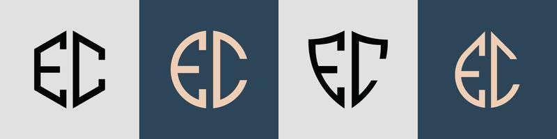 pacchetto creativo semplice di lettere iniziali ec logo design. vettore