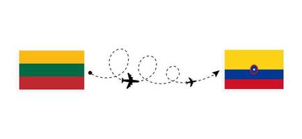 volo e viaggio dalla lituania alla colombia con il concetto di viaggio in aereo passeggeri vettore