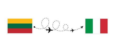 volo e viaggio dalla lituania all'italia con il concetto di viaggio in aereo passeggeri vettore