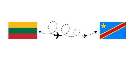 volo e viaggio dalla lituania alla repubblica democratica del congo con il concetto di viaggio in aereo passeggeri vettore