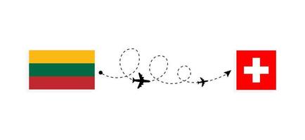 volo e viaggio dalla lituania alla svizzera con il concetto di viaggio in aereo passeggeri vettore