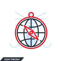 illustrazione vettoriale del logo dell'icona della bussola. modello di simbolo della bussola del globo per la raccolta di grafica e web design