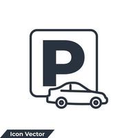 illustrazione vettoriale del logo dell'icona di parcheggio. modello di simbolo di parcheggio per la raccolta di grafica e web design