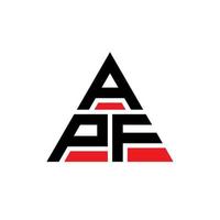 design del logo della lettera triangolare apf con forma triangolare. monogramma apf triangolo logo design. modello di logo vettoriale triangolo apf con colore rosso. apf logo triangolare logo semplice, elegante e lussuoso.