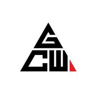 design del logo della lettera triangolare gcw con forma triangolare. monogramma gcw triangolo logo design. modello di logo vettoriale triangolo gcw con colore rosso. logo triangolare gcw logo semplice, elegante e lussuoso.