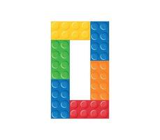 giocattolo in mattoni colorati e illustrazione vettoriale piatta del blocco numerico.