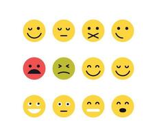 semplice emozione facce diverse e fumetto giallo emoji illustrazione vettoriale piatta.