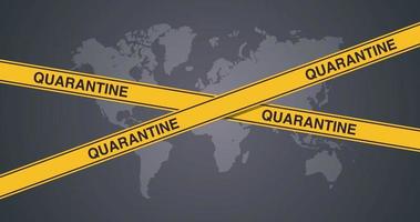 epidemia di coronavirus quarantena cautela sul nastro di avvertimento giallo e rischio per la salute pandemica design piatto illustrazione vettoriale. vettore