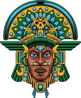 illustrazione del guerriero azteco con vettore di riserva di qualità premium