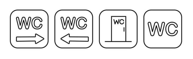 un set di icone di navigazione della toilette. wayfinding wc donna maschio per disabili e camera madre e bambino. illustrazione vettoriale