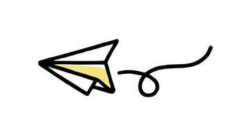 scarabocchio di clipart dell'aeroplano di carta. illustrazione vettoriale in stile linea.