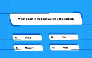 un modello di domande e opzioni di risposta per un quiz su sfondo blu. test, esame, domande per un programma televisivo. illustrazione vettoriale di eps10