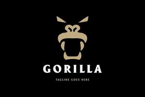 semplice minimalista arrabbiato gorilla ruggente scimmia faccia di scimmia logo design vettore