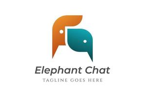 vettore di progettazione di logo di chat di elefante moderno semplice e minimalista