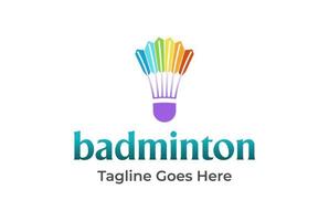 volano colorato per il club sportivo di badminton o il vettore di progettazione del logo del campionato di competizione di eventi