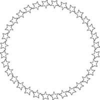 cornice rotonda con stelle doodle in bianco e nero su sfondo bianco. immagine vettoriale. vettore