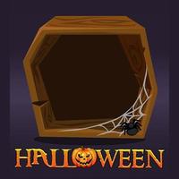 avatar con cornice in legno di halloween, modello vuoto con ragnatela per il gioco. vettore