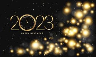 2023 felice anno nuovo orologio conto alla rovescia sfondo design. vettore