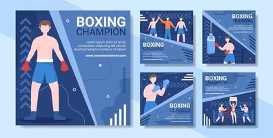 illustrazione di vettore del fondo del fumetto del modello del post dei social media di sport di boxe professionale