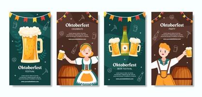 illustrazione di vettore del fondo del fumetto del modello delle storie dei social media del festival della birra dell'oktoberfest