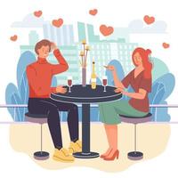 personaggi dei cartoni animati piatti amanti coppia appuntamento romantico, illustrazione vettoriale