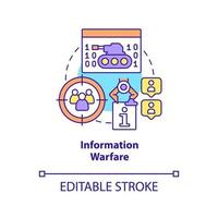 icona del concetto di guerra dell'informazione. manipolazione dei fatti. definizione di base astratta idea linea sottile illustrazione. disegno di contorno isolato. tratto modificabile. vettore
