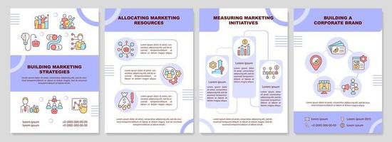 problemi di marketing comuni nel modello di brochure aziendale viola. design volantino con icone lineari. 4 layout vettoriali per la presentazione, relazioni annuali.