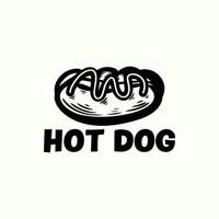 logo vintage, badge e design del modello di simbolo per il negozio di hot dog. illustrazione vettoriale sfondo isolato