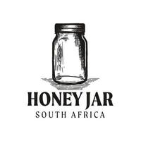 design del logo del miele del barattolo retrò vintage vettore